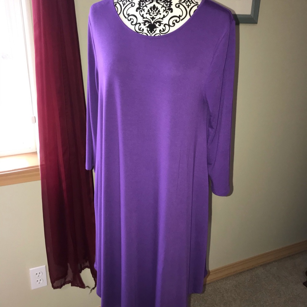 Purple T-shirt dress with pockets
